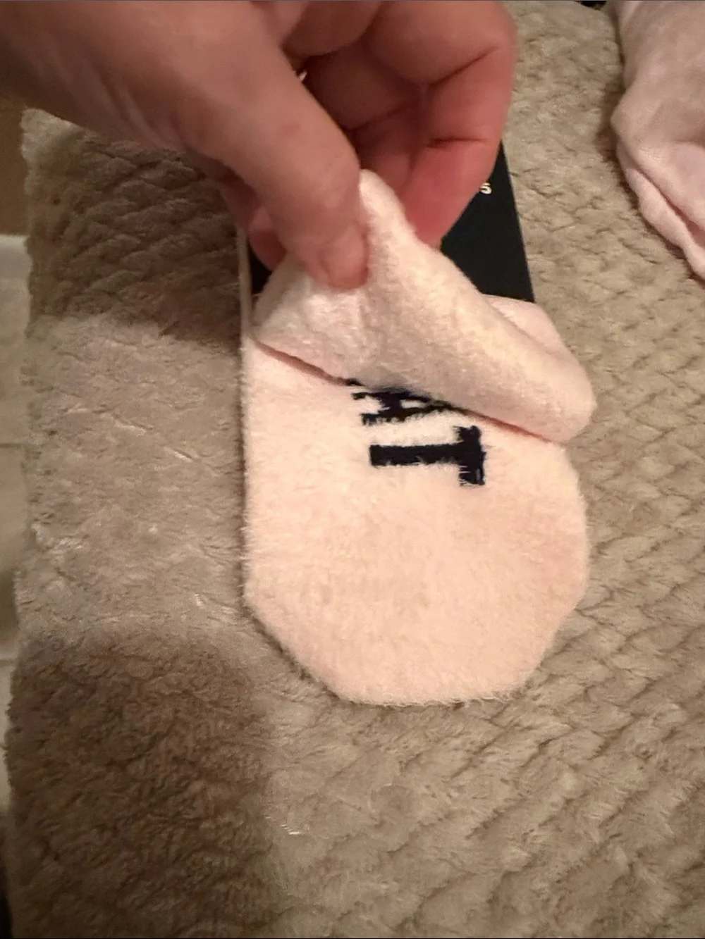 NWT PINK Victoria's Secret Crew Socks. “Sleigh What” Logo. Soft pink color.
